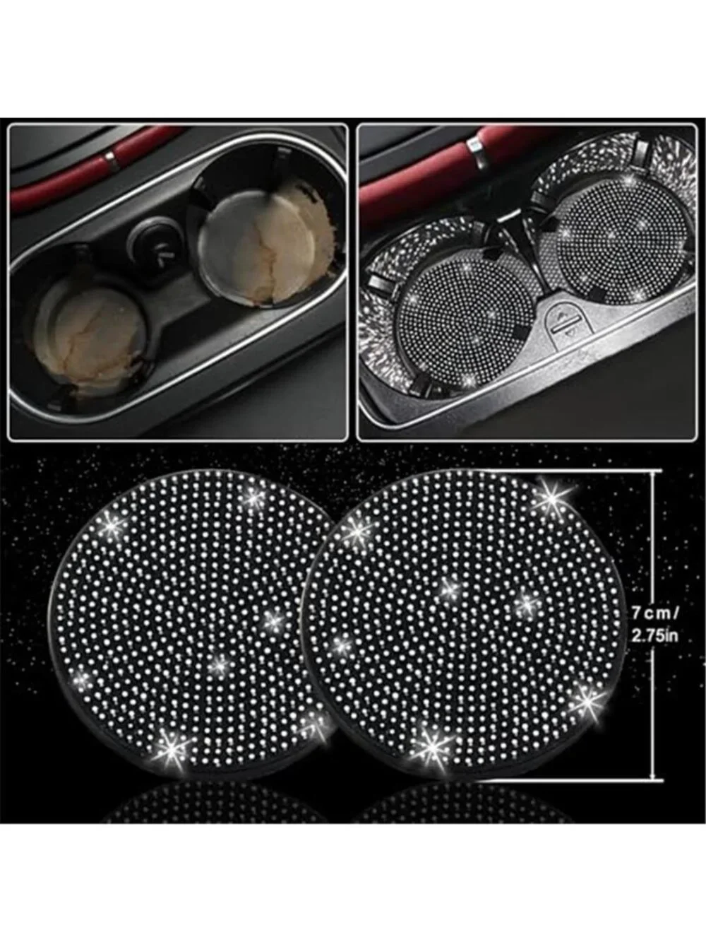27 PCs Black Bling Car Accessories Set for Women, Steering Wheel Covers